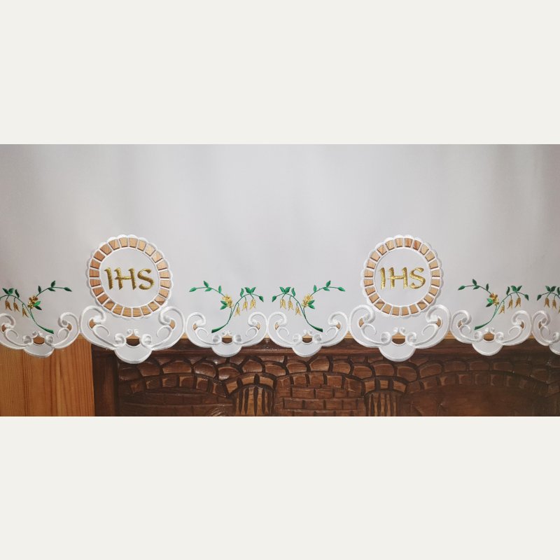 Obrus ołtarzowy haftowany - wzór eucharystyczny