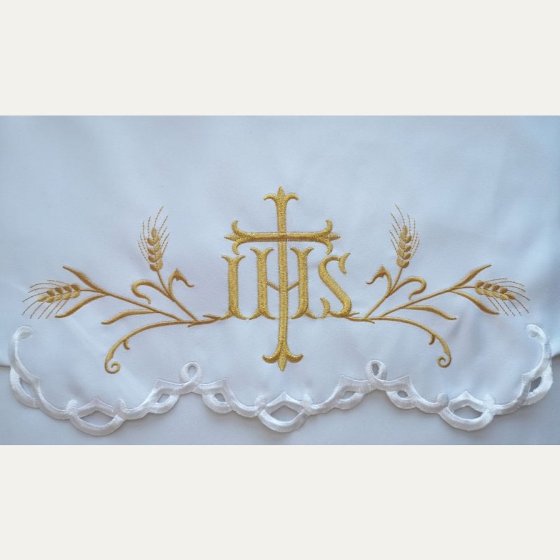 Obrus ołtarzowy haftowany - wzór eucharystyczny