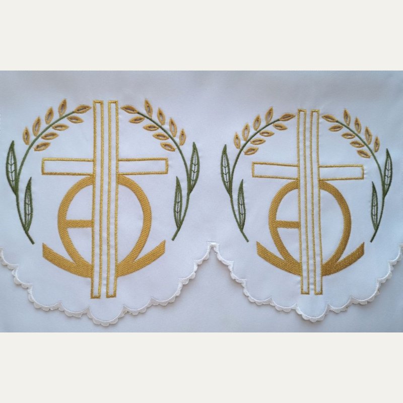 Obrus ołtarzowy haftowany - wzór eucharystyczny