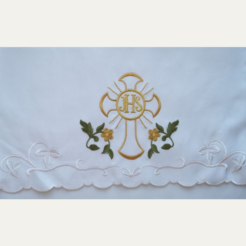 Obrus ołtarzowy haftowany - wzór eucharystyczny