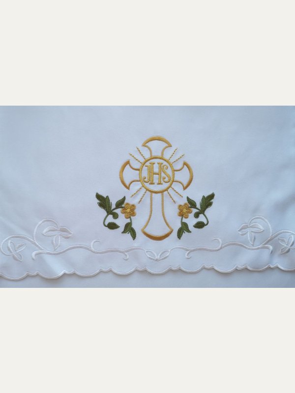 Obrus ołtarzowy haftowany - wzór eucharystyczny