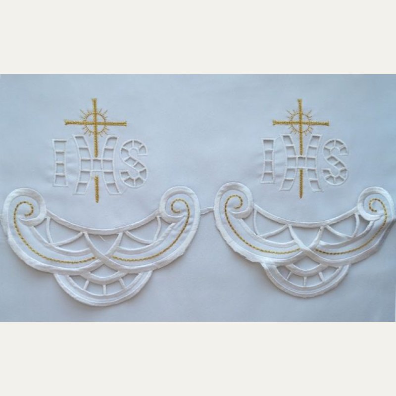 Obrus ołtarzowy haftowany - wzór eucharystyczny
