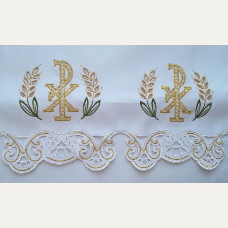 Obrus ołtarzowy haftowany - wzór eucharystyczny