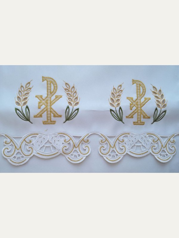 Obrus ołtarzowy haftowany - wzór eucharystyczny
