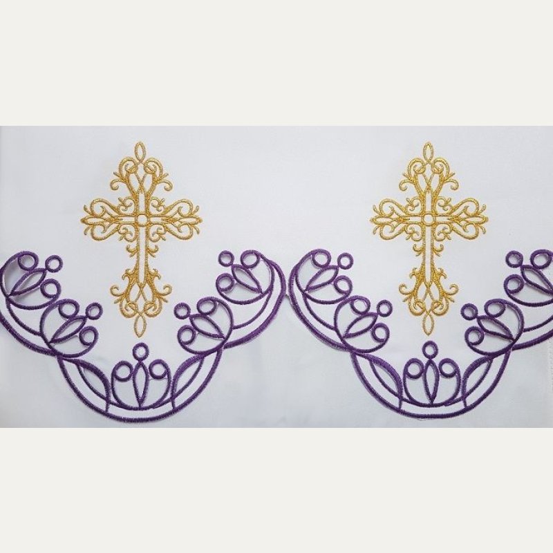 Obrus ołtarzowy haftowany, wzór eucharystyczny