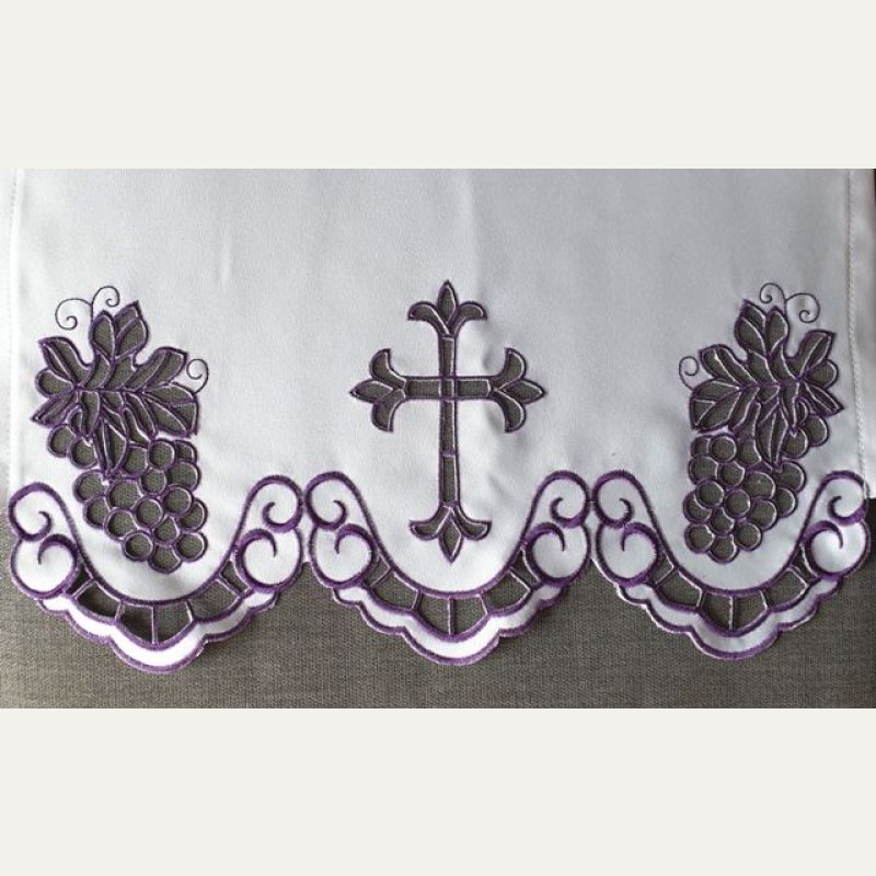 Obrus ołtarzowy haftowany - wzór eucharystyczny