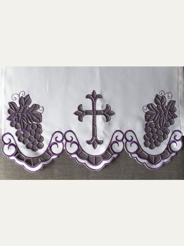 Obrus ołtarzowy haftowany - wzór eucharystyczny
