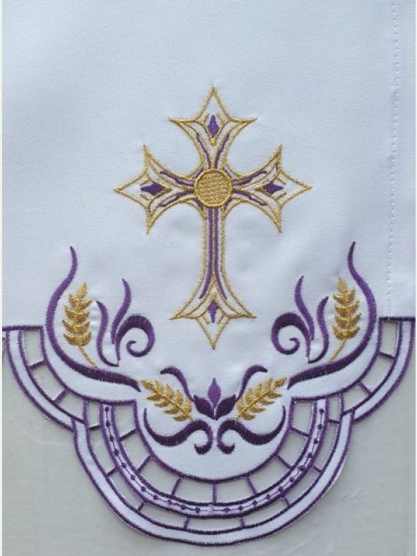 Obrus ołtarzowy haftowany - wzór eucharystyczny 2