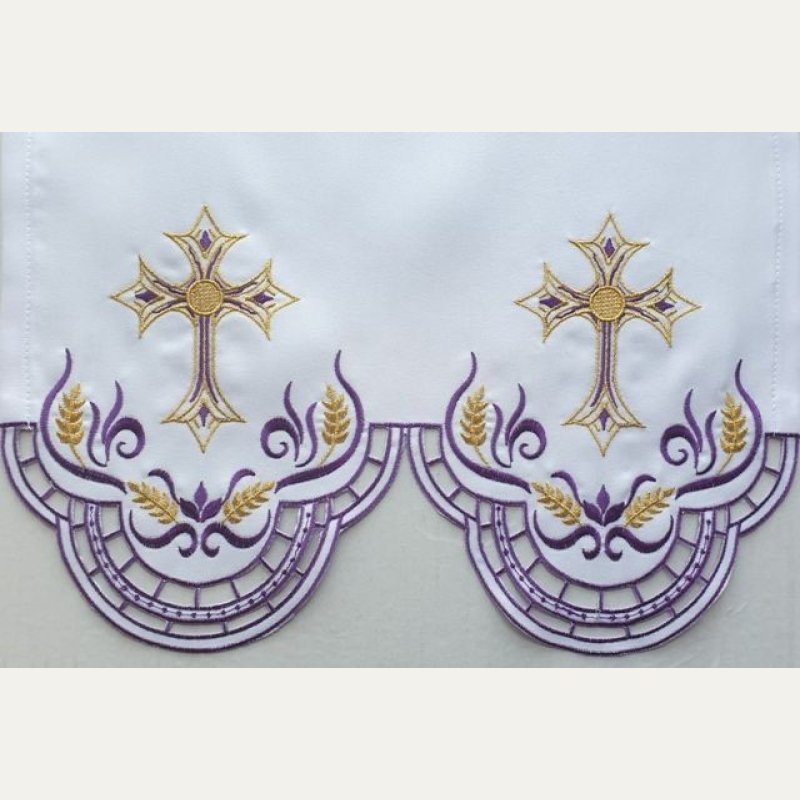 Obrus ołtarzowy haftowany - wzór eucharystyczny