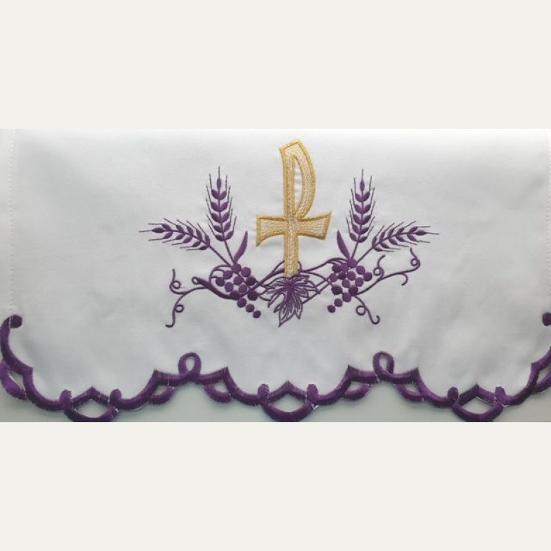 Obrus ołtarzowy haftowany - wzór eucharystyczny