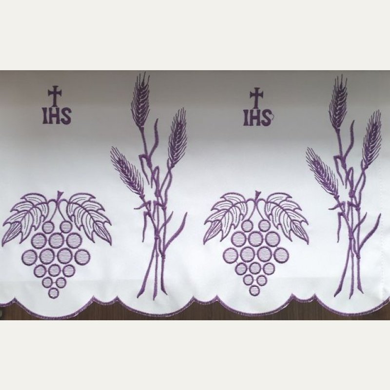 Obrus ołtarzowy haftowany - wzór eucharystyczny