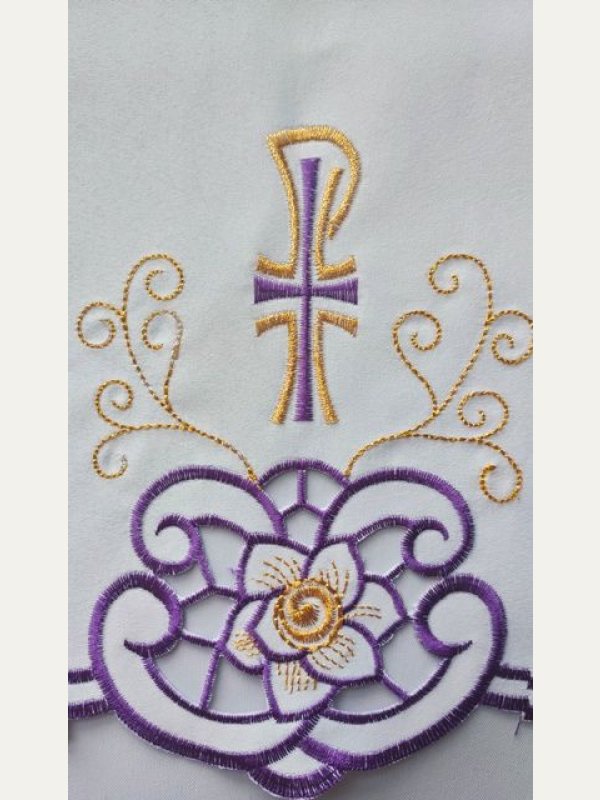 Obrus ołtarzowy haftowany - wzór eucharystyczny 2