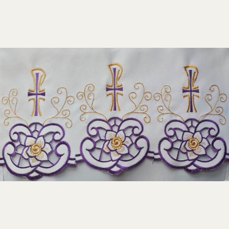 Obrus ołtarzowy haftowany - wzór eucharystyczny
