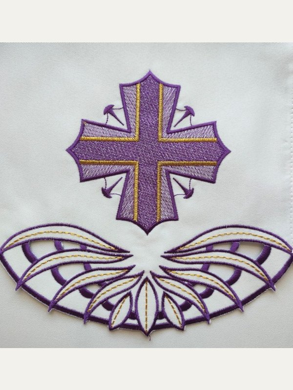 Obrus ołtarzowy haftowany - wzór eucharystyczny 3