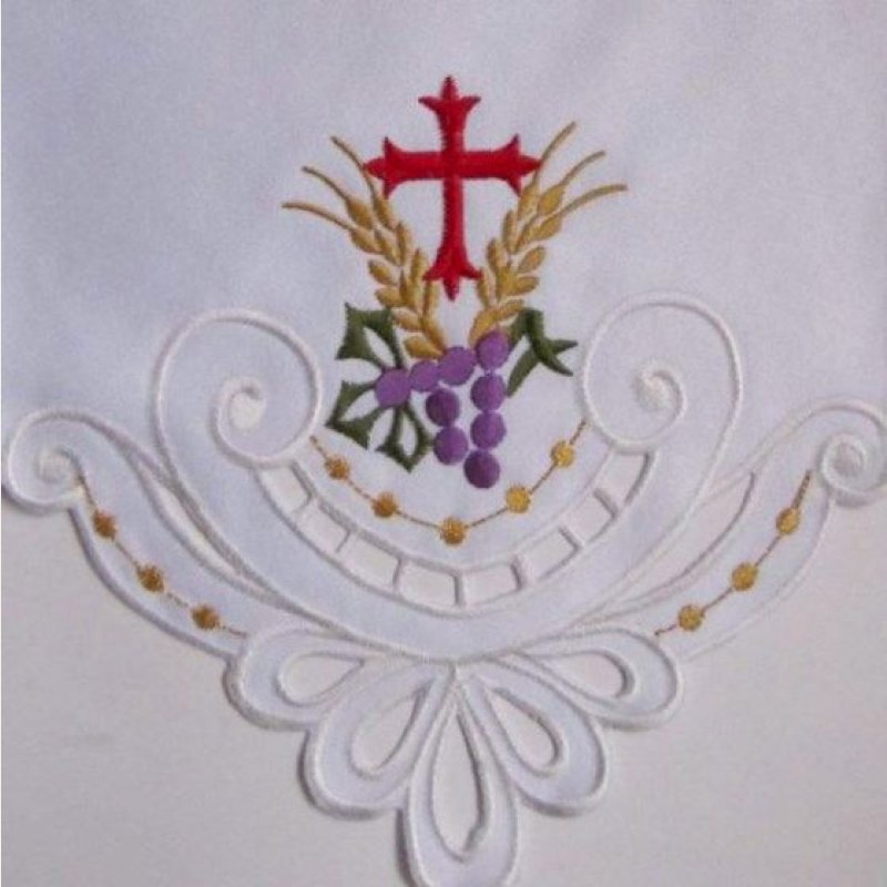 Obrus ołtarzowy haftowany - wzór eucharystyczny