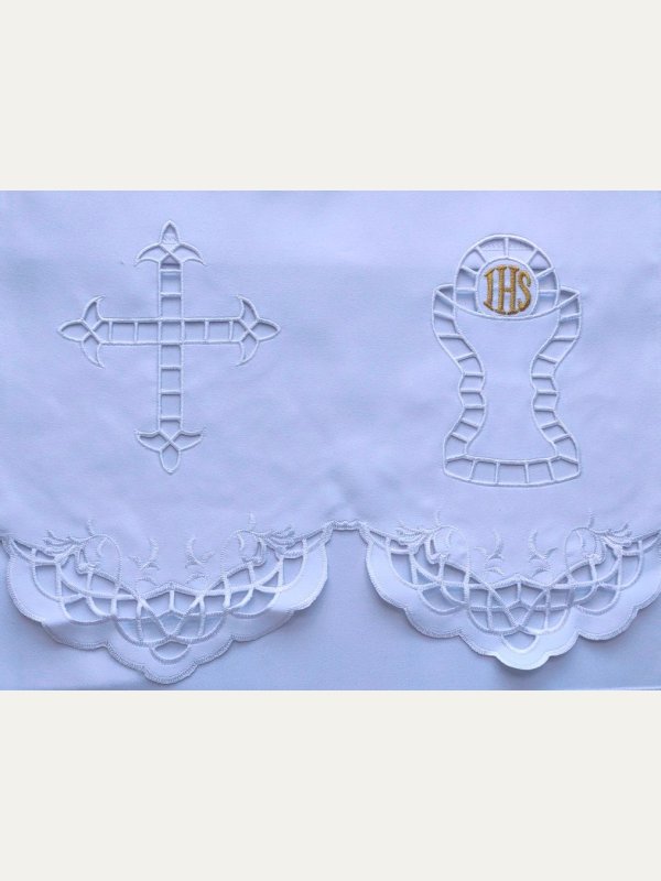 Obrus ołtarzowy haftowany - wzór eucharystyczny