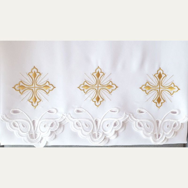 Obrus ołtarzowy haftowany - wzór eucharystyczny
