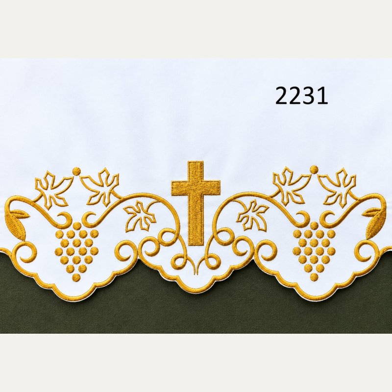 Obrus ołtarzowy, wzór eucharystyczny - haftowany krzyż (245)