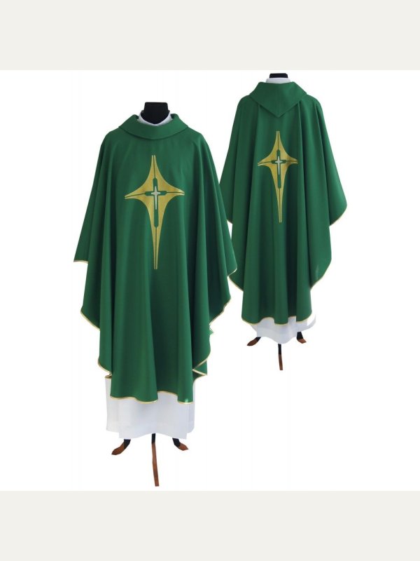 Ornat gotycki zielony, motyw krzyża 2