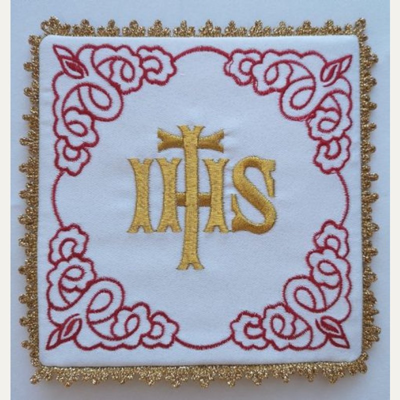 Palka biała haftowana IHS (2)