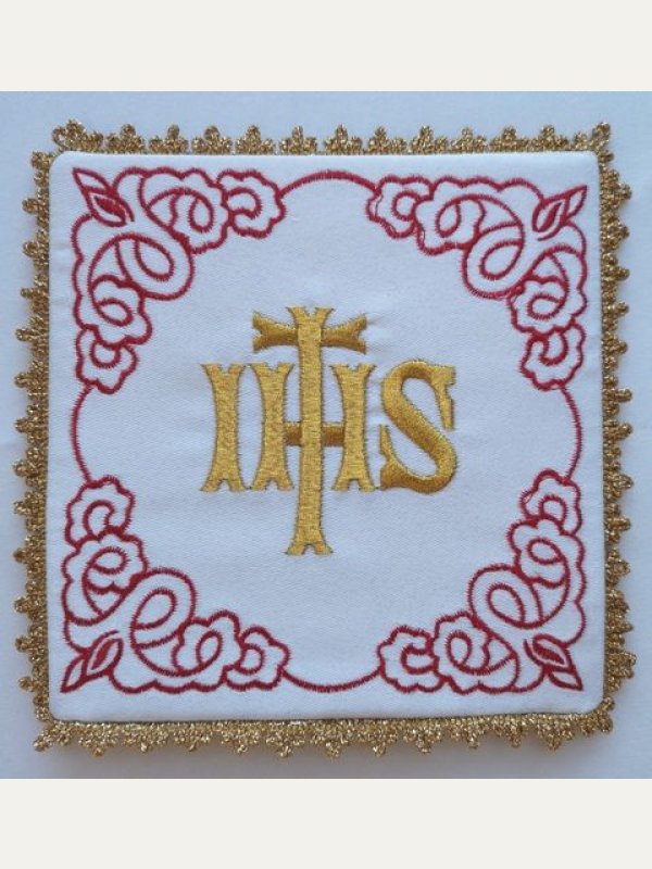 Palka biała haftowana IHS (2)