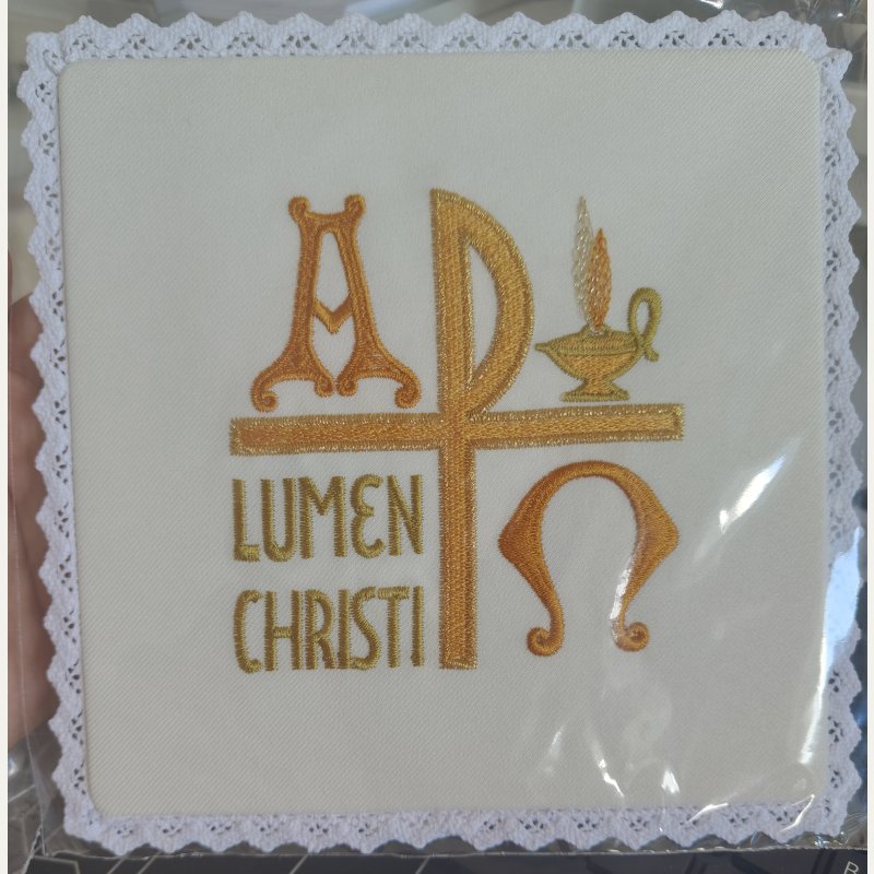 Palka ecru, złote wzory - Lumen Christi (Światło Chrystusa)