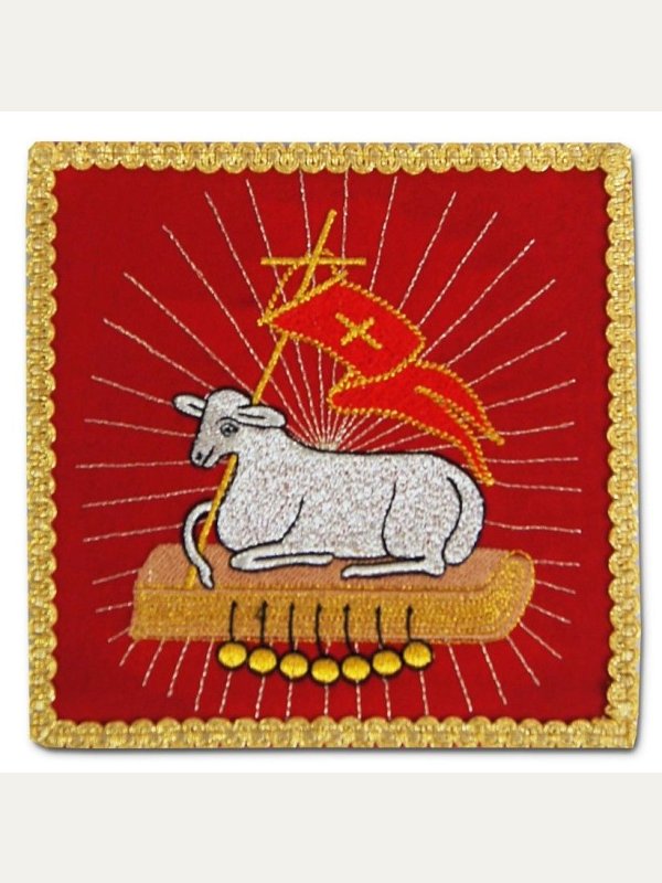 Palka haftowana czerwona - Baranek Ofiarny