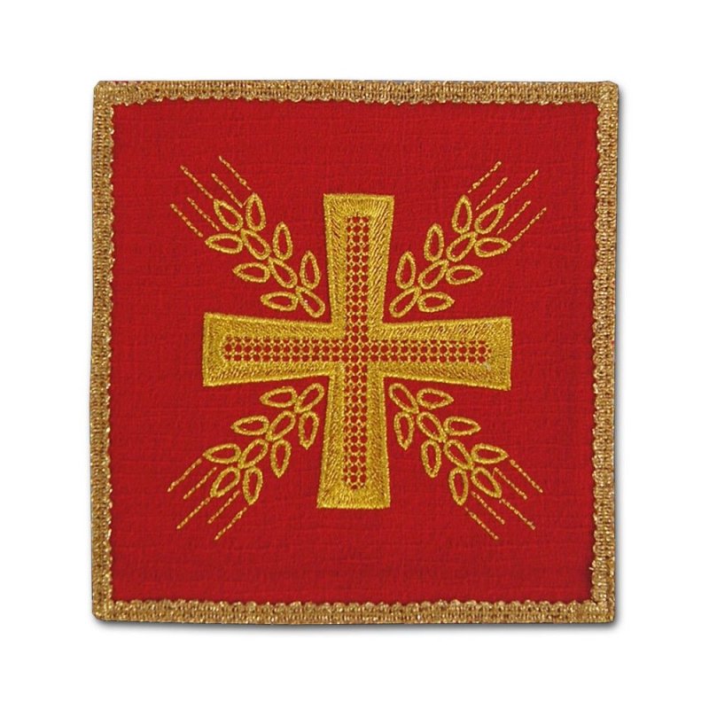 Palka haftowana czerwona - Krzyż i kłosy