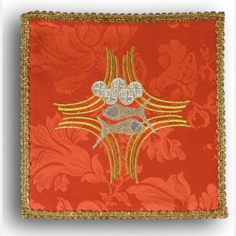 Palka haftowana czerwona - Ryby + chleb