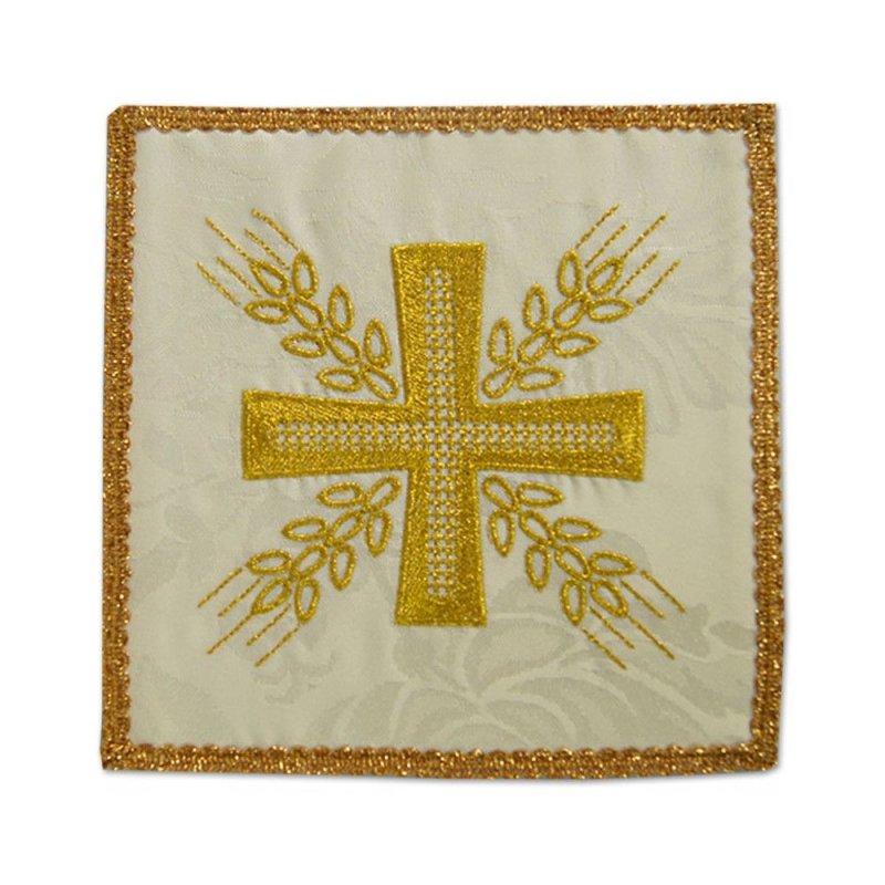 Palka haftowana ecru - Krzyż i kłosy