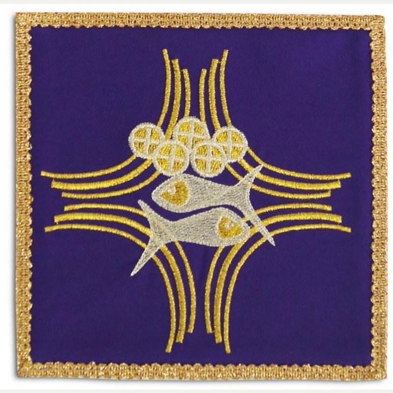 Palka haftowana fioletowa - Ryby + chleb (2)