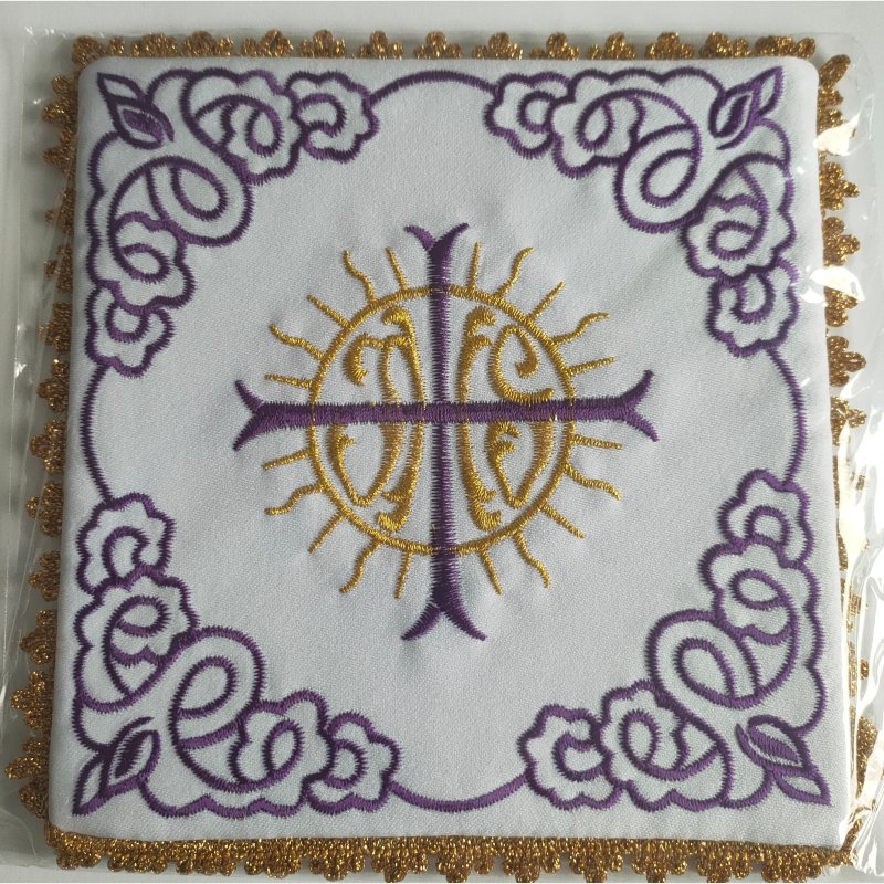 Palka haftowana IHS + ornament fioletowy (22)