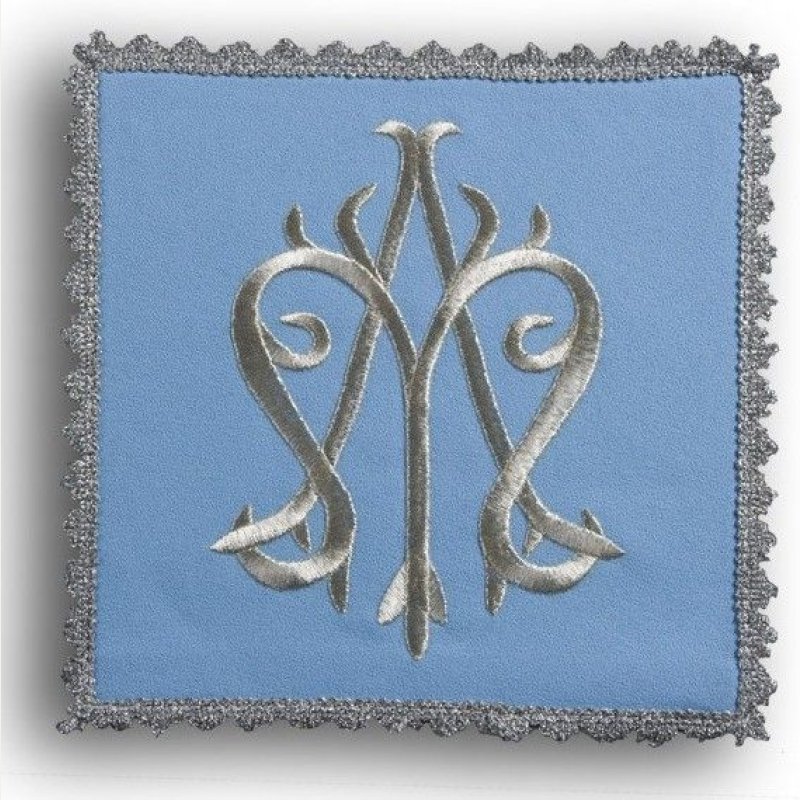Palka haftowana niebieska - symbol Maryjny (2)