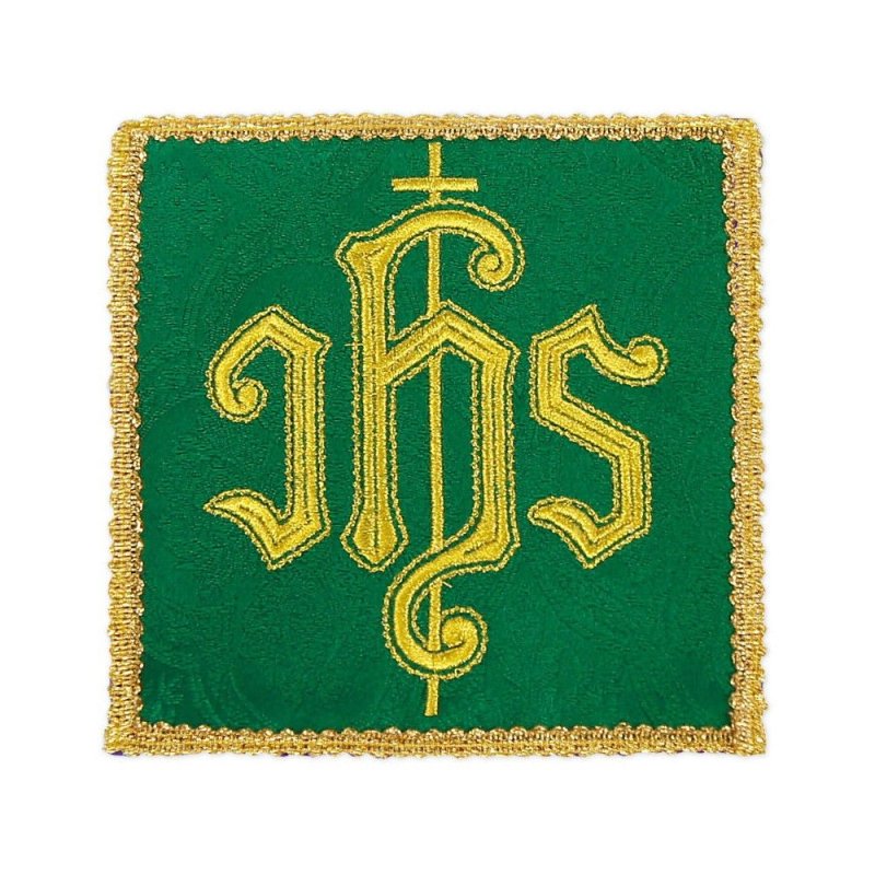 Palka haftowana, zielona IHS