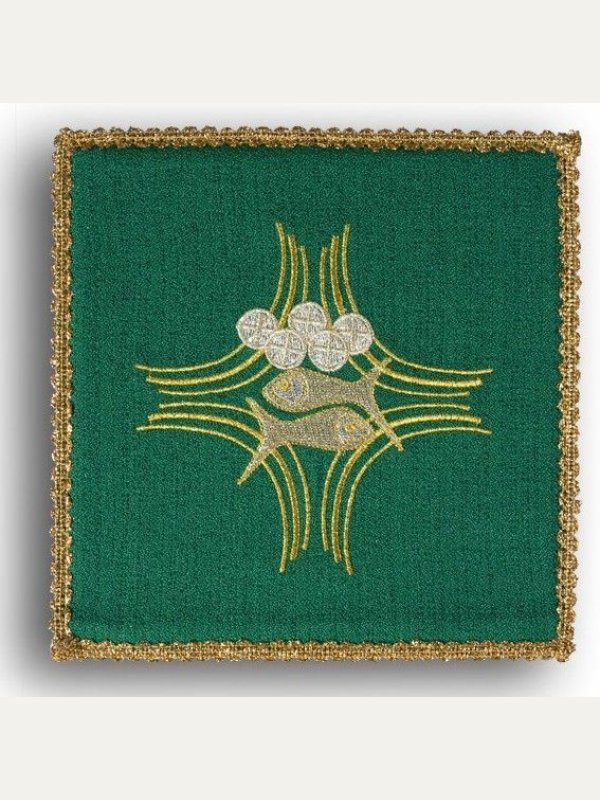 Palka haftowana zielona - Ryby + chleb
