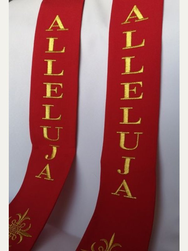Stuła Alleluja na krzyż - wielkanocna 70 cm 2
