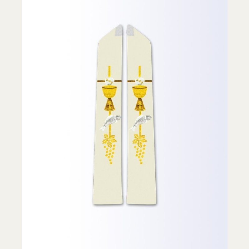 Stuła ecru z motywem eucharystycznym
