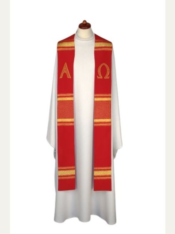 Stuła haftowana Alfa i Omega - kolory liturgiczne (8) 2