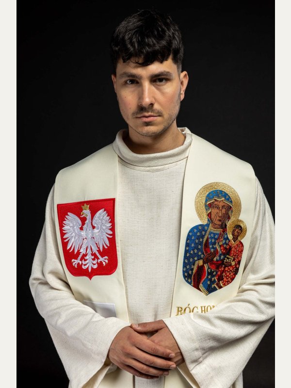 Stuła haftowana BÓG, HONOR, OJCZYZNA (14H) 2