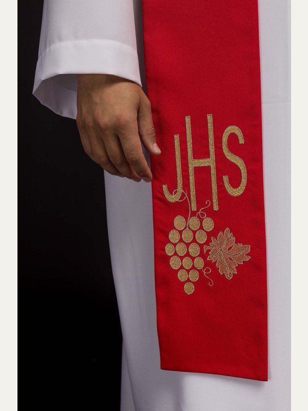 Stuła haftowana czerwona IHS (49H) 2