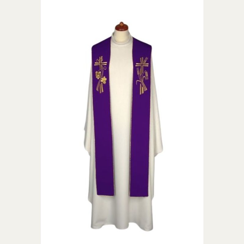 Stuła haftowana do koncelebry - kolory liturgiczne (7)