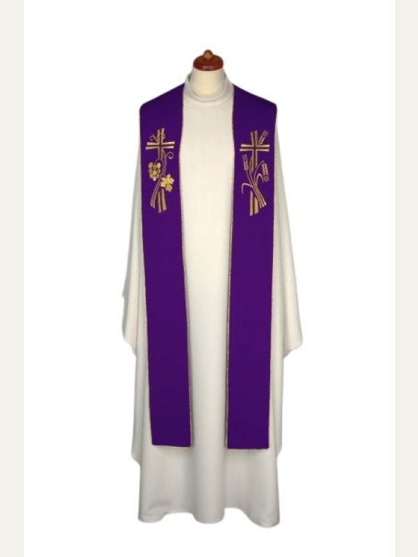 Stuła haftowana do koncelebry - kolory liturgiczne (7)