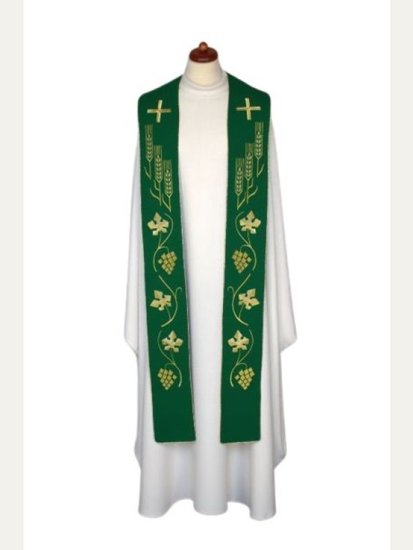 Stuła haftowana do koncelebry - kolory liturgiczne, bogaty haft (1) 3