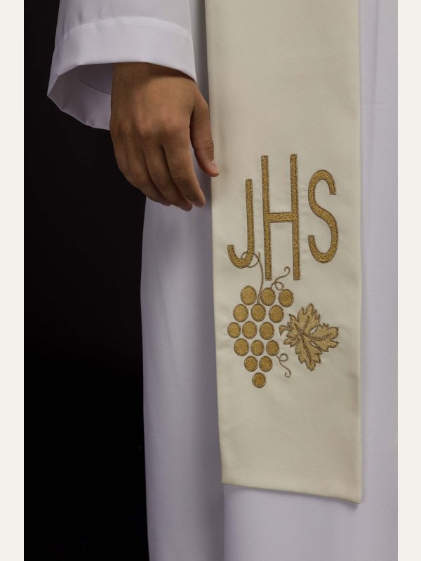 Stuła haftowana ecru IHS (48H) 2