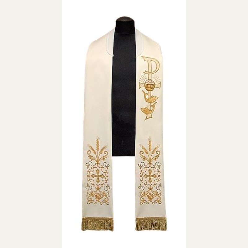 Stuła haftowana eucharystyczna -Ryby (32)