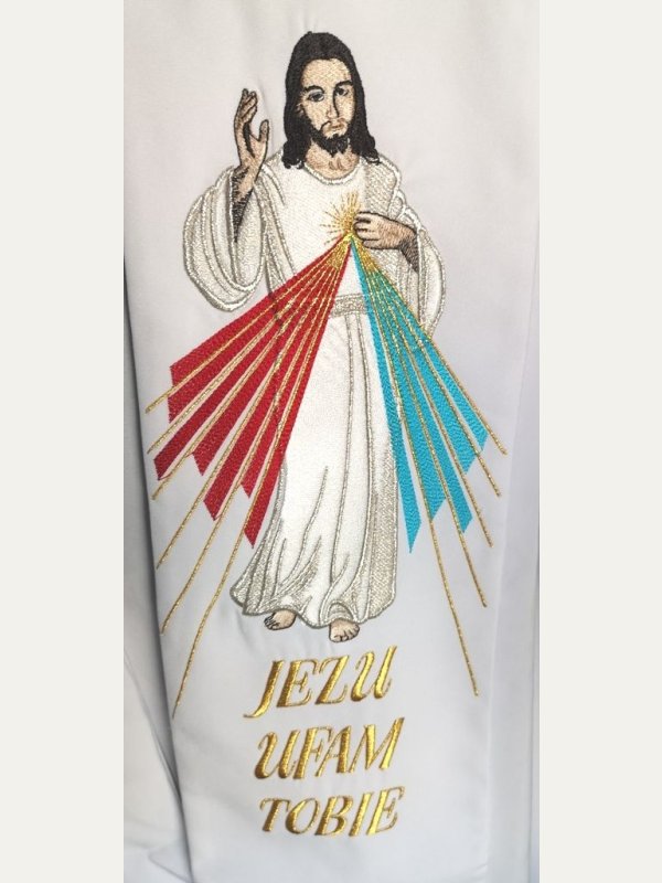 Stuła haftowana  Jezus Miłosierny, Święta Faustyna 5