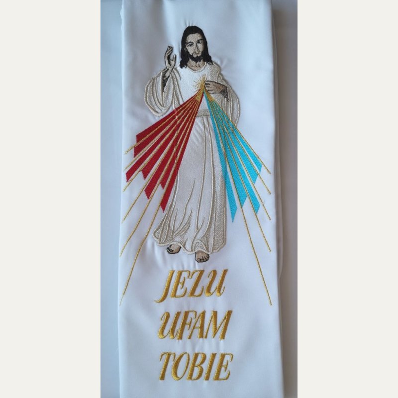 Stuła haftowana  Jezus Miłosierny, Święta Faustyna