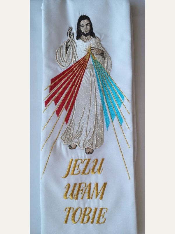 Stuła haftowana  Jezus Miłosierny, Święta Faustyna