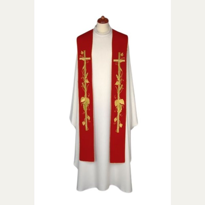 Stuła haftowana - kolory liturgiczne, bogaty haft (12)