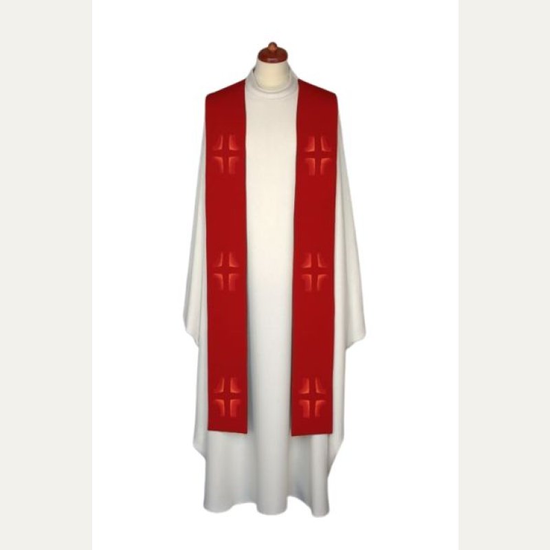 Stuła haftowana - kolory liturgiczne, Krzyże haft (14)